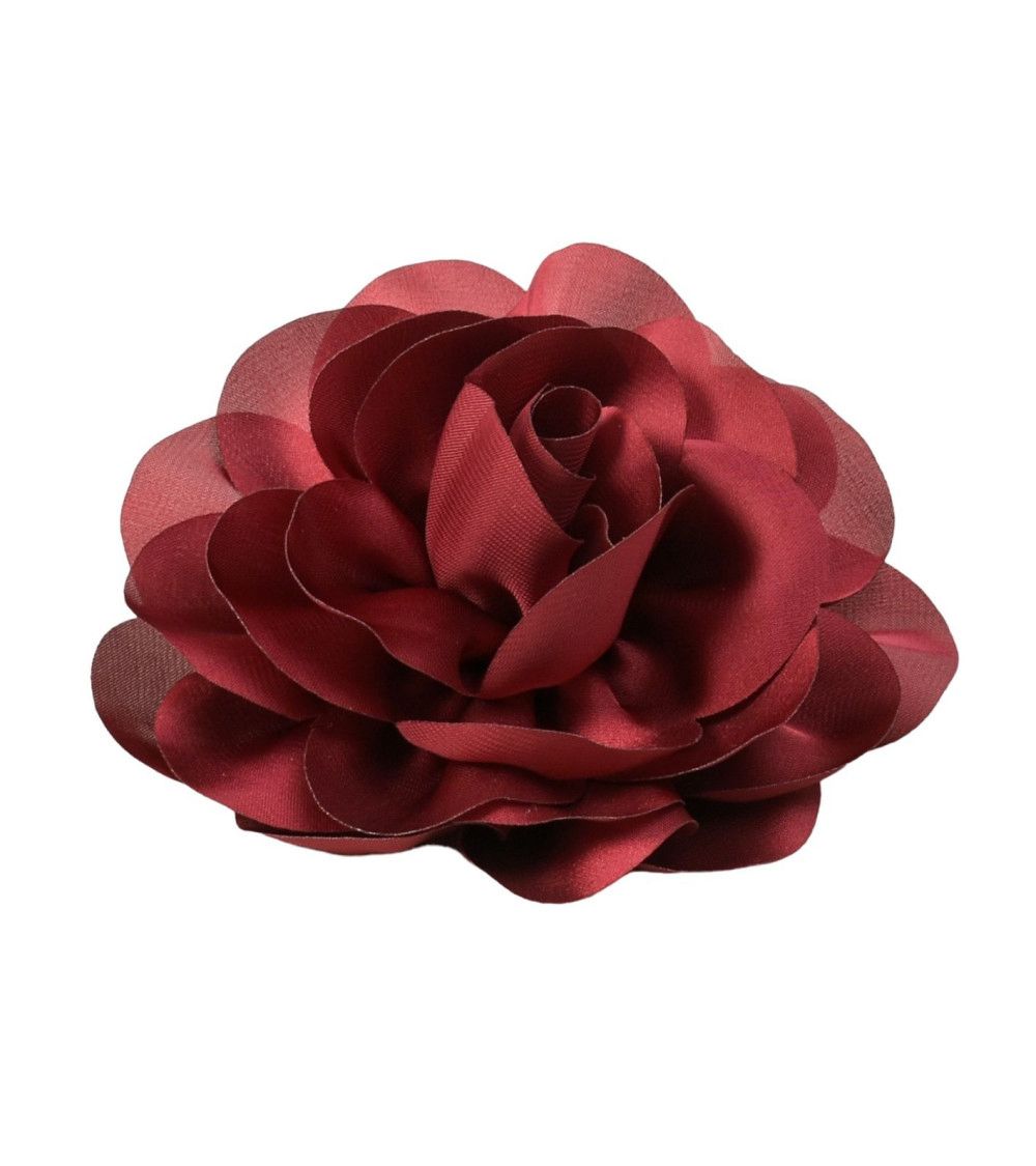 Broche Fleur Rouge Bordeaux